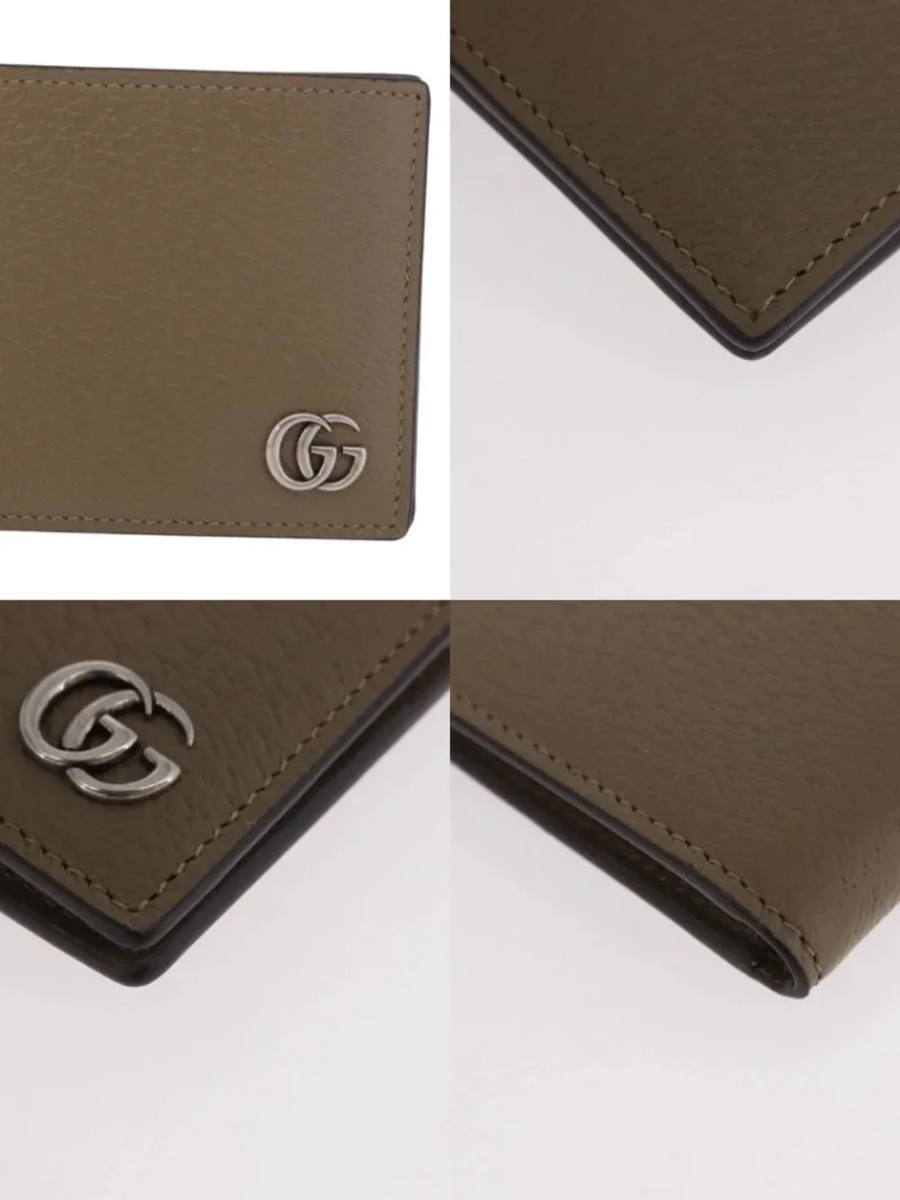 GUCCI GG Marmont Wallet Leather Beige Silver 428726 Auth 186156M